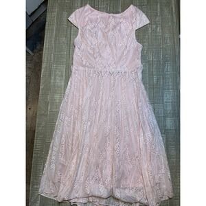 Grefit Dress womans Size Small (4) Sheer Dress Lace Feminine Dance Party Pink